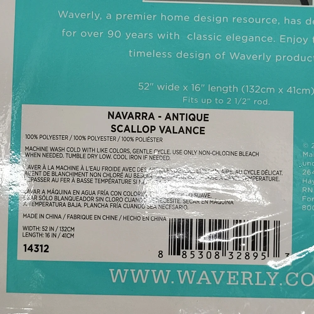 Traditions by Waverly Navarra Scallop Valance Traditional Style Floral 52x16 NEW